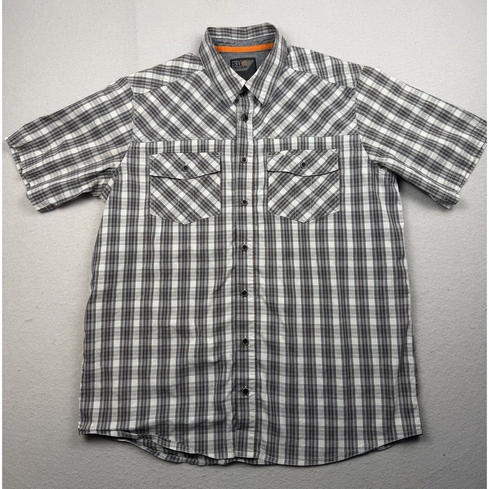 5.11 Tactical Shirt Mens Medium Plaid Short Sleeve Snap Button Up